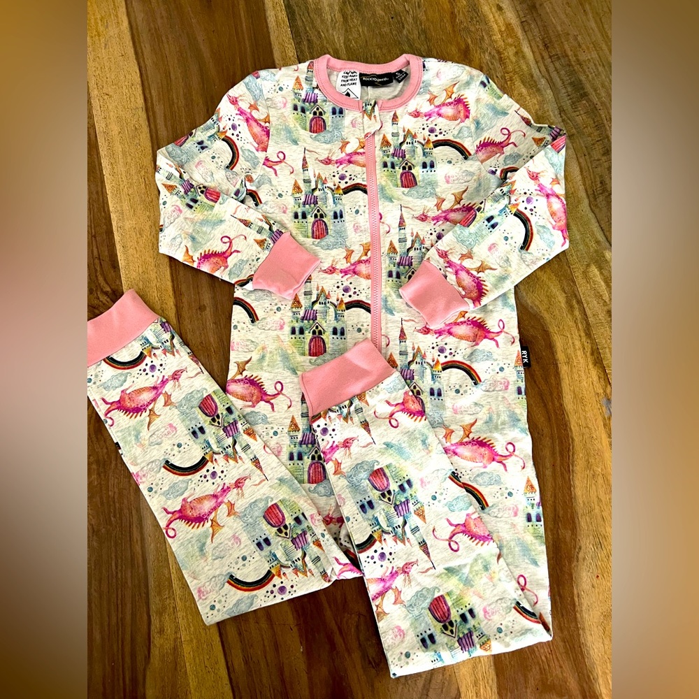 Rock Your Kid Baby Fairytale Pajamas zip up one piece size 5 6